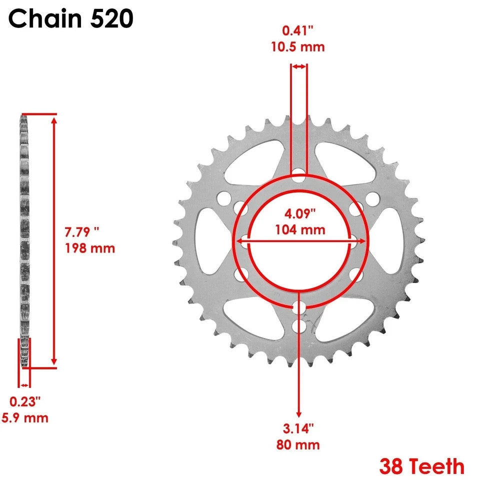 Non O-Ring Drive Chain & Sprockets Kit for Polaris Scrambler 400 4x4 1996 - 1999