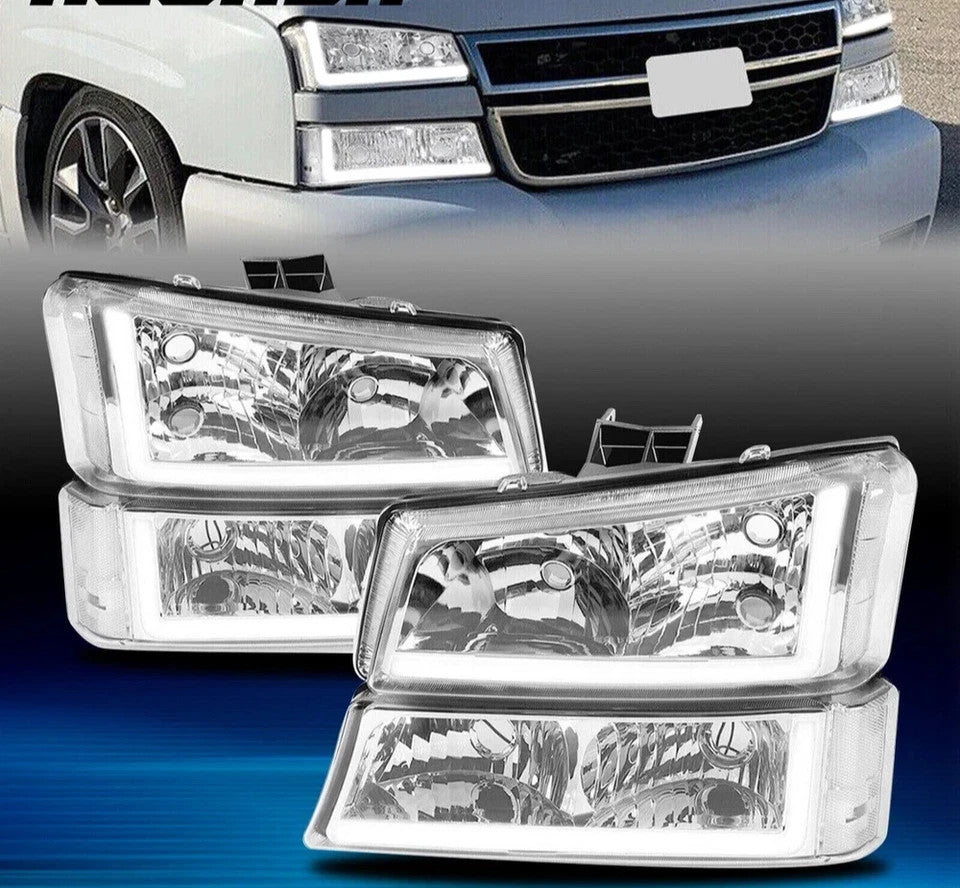 For 03-06 07 Chevy Silverado Avalanche 1500-3500 LED DRL Headlight Bumper Lamps
