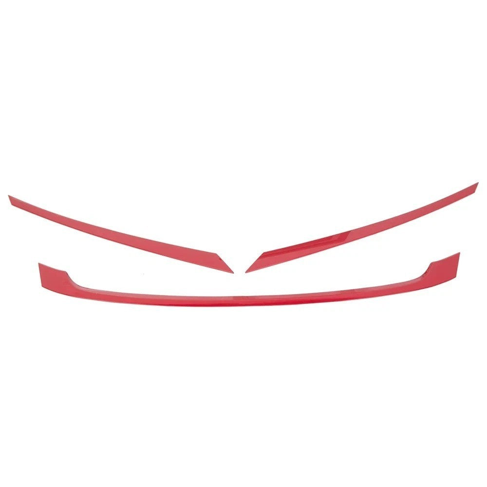 FOR 2016-2021 HONDA CIVIC JDM GLOSSY RED ABS FRONT GRILL TRIM COVER GARNISH- 3PC