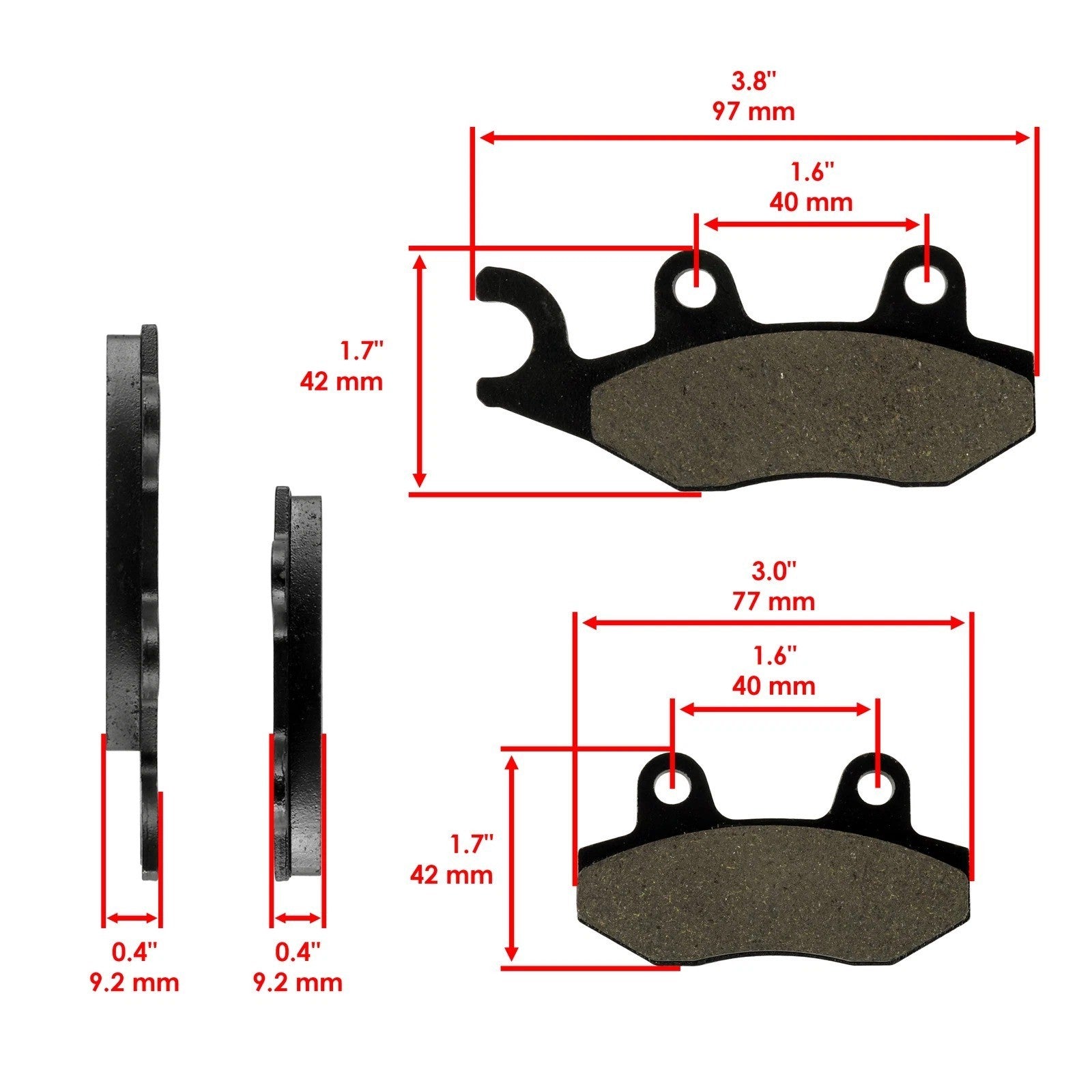 Front Brake Pads for Kawasaki Teryx 800 Krf800 / Teryx4 800 Krt800 2014-2016