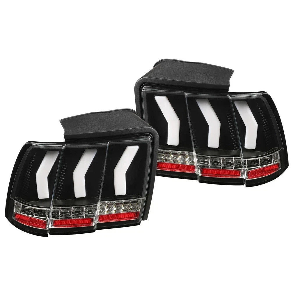 HECASA For 99-04 Ford Mustang LED Tail Lights Sequential Signal Brake Lamp Black