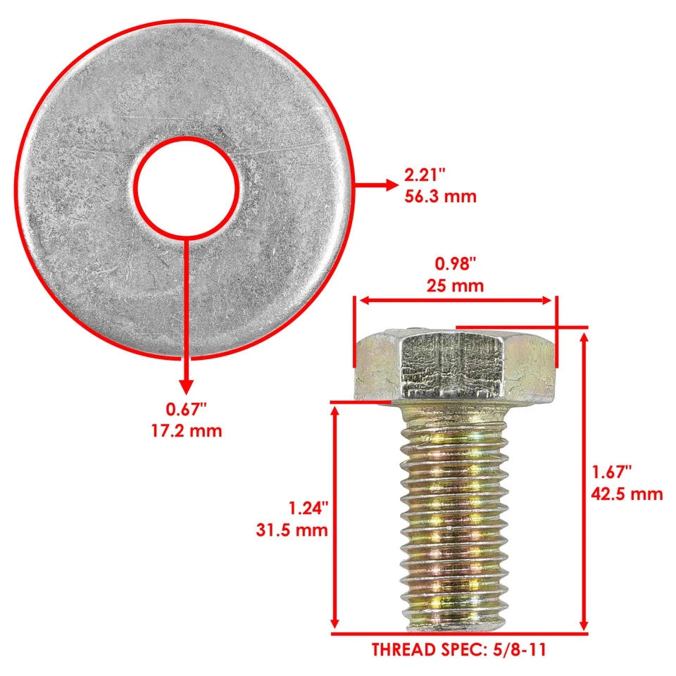 Caltric 781872 782474 Deck Spindle Blade Bolts & Washers For Hustler