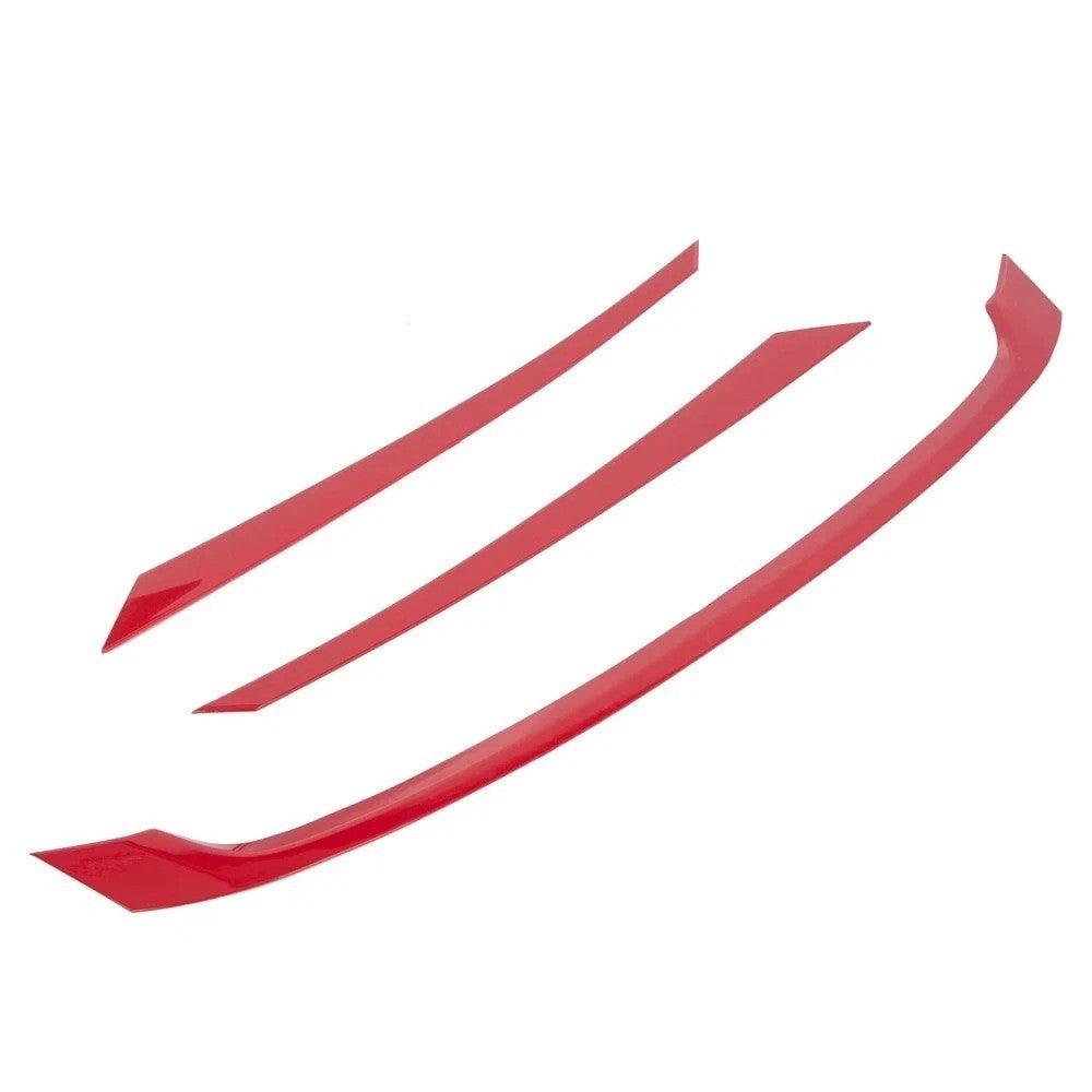 FOR 2016-2021 HONDA CIVIC JDM GLOSSY RED ABS FRONT GRILL TRIM COVER GARNISH- 3PC