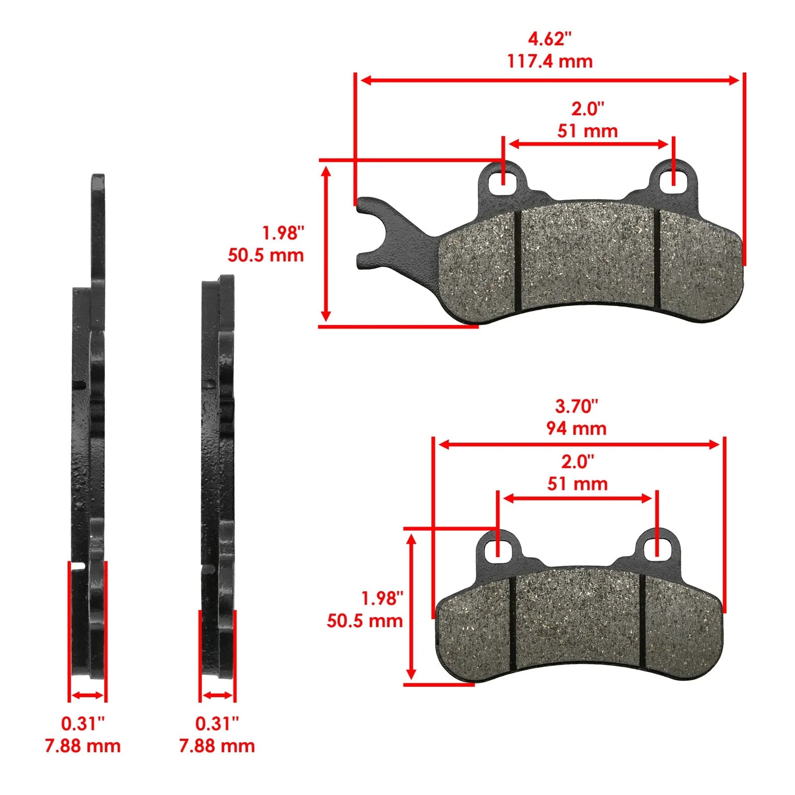 Brake Pads for Can-Am Maverick X3 Max Turbo R / RR 2017-24 Front Rear Left Right