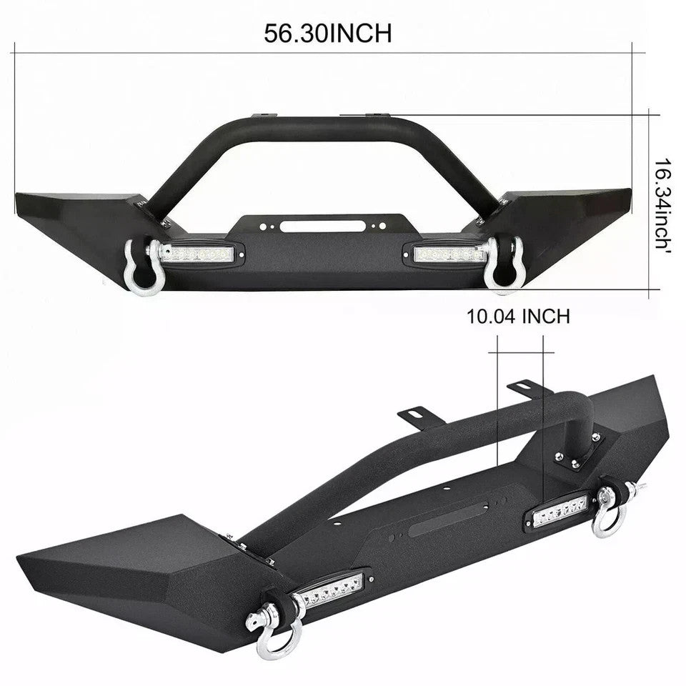 For 1987-2006 Jeep Wrangler TJ YJ Powder Coated Front & Rear Bumper w/ D-Rings
