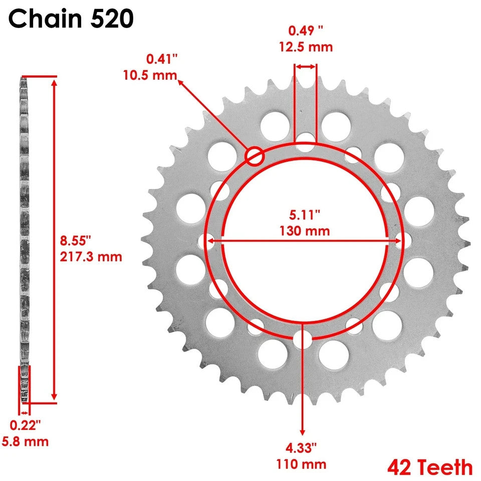 Red O-Ring Drive Chain & Sprockets Kit for Honda TRX200 TRX200D Fourtrax 90-97
