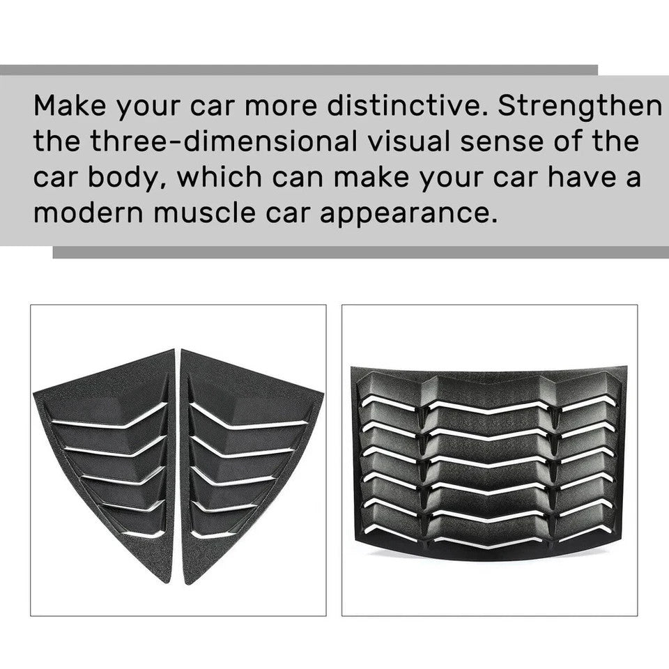 HECASA Rear&Side Window Louvers Cover For 10-15 2011 2012 2013 2014 Chevy Camaro