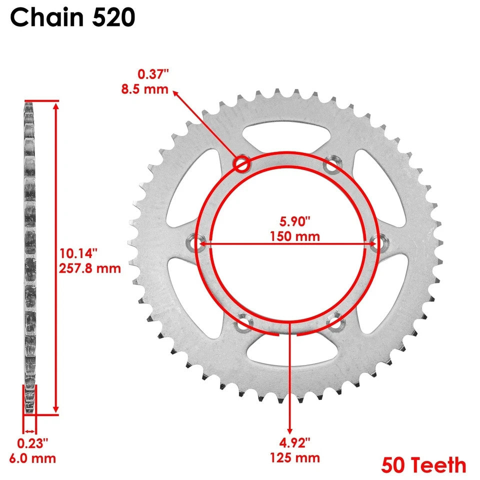 Drive Chain & Sprockets Kit for KTM 125 Sx Motocross 1993 1994 1995-2015 Gold