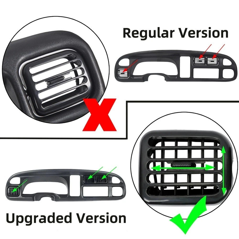 Fit For 98-02 Dodge Ram 1500 2500 3500 3Pcs A/C Air Heater Dash Bezel Vents