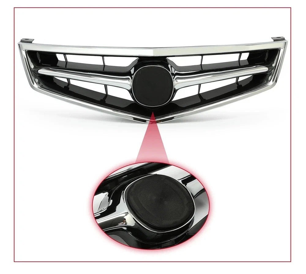 Fits Acura TSX 2006 2007 2008 Front Bumper Upper Grille W/Chrome Molding