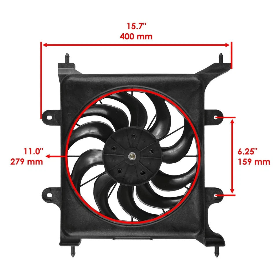 Caltric Radiator Fan With Shroud Assembly For Polaris Ranger 500 2017-2022