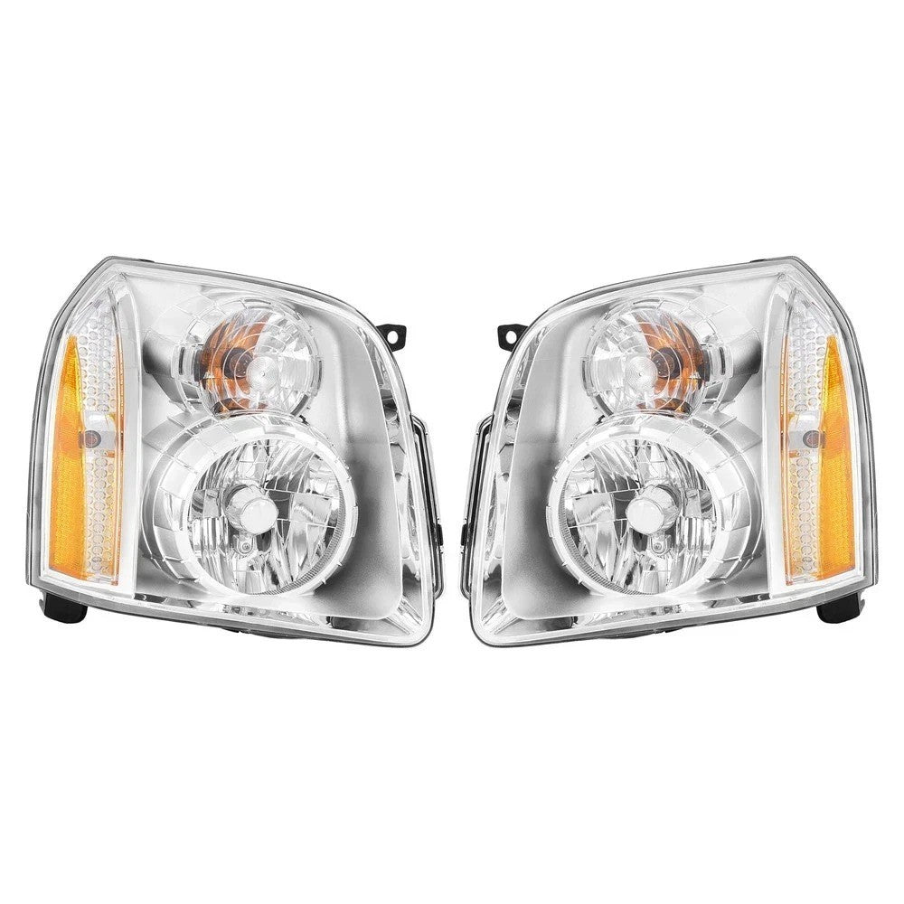 For 2007-2014 GMC Yukon XL 1500 2500 Denali Chrome Headlights Assembly LH+RH
