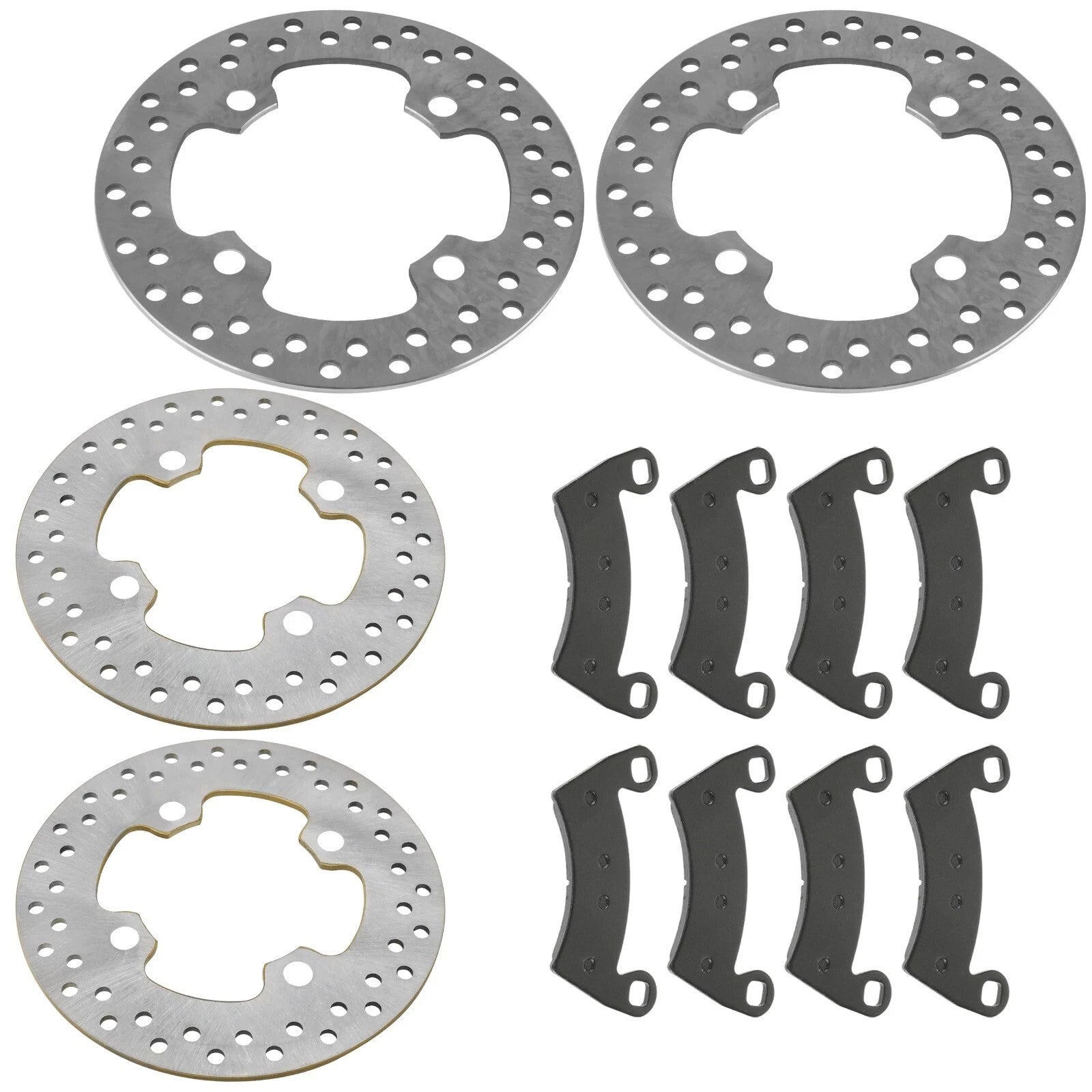 2 Front Rear Brake Disc Rotor W/ Pad for Polaris RZR 4 XP 900/ XP 4 900 2012-13
