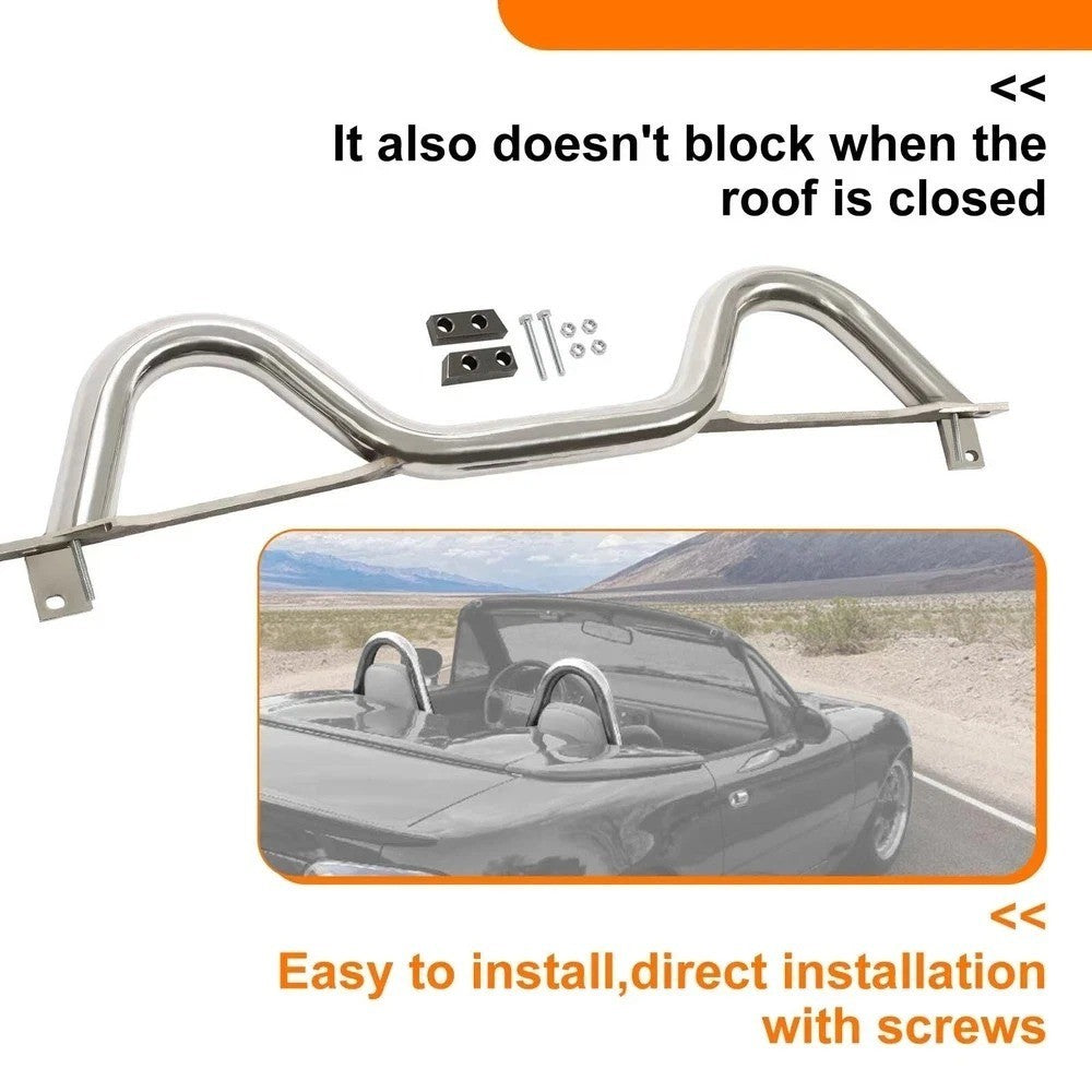 4-Point Stainless Steel Stabilize Support Roll Bar For Mazda Miata MX5 1990-2005