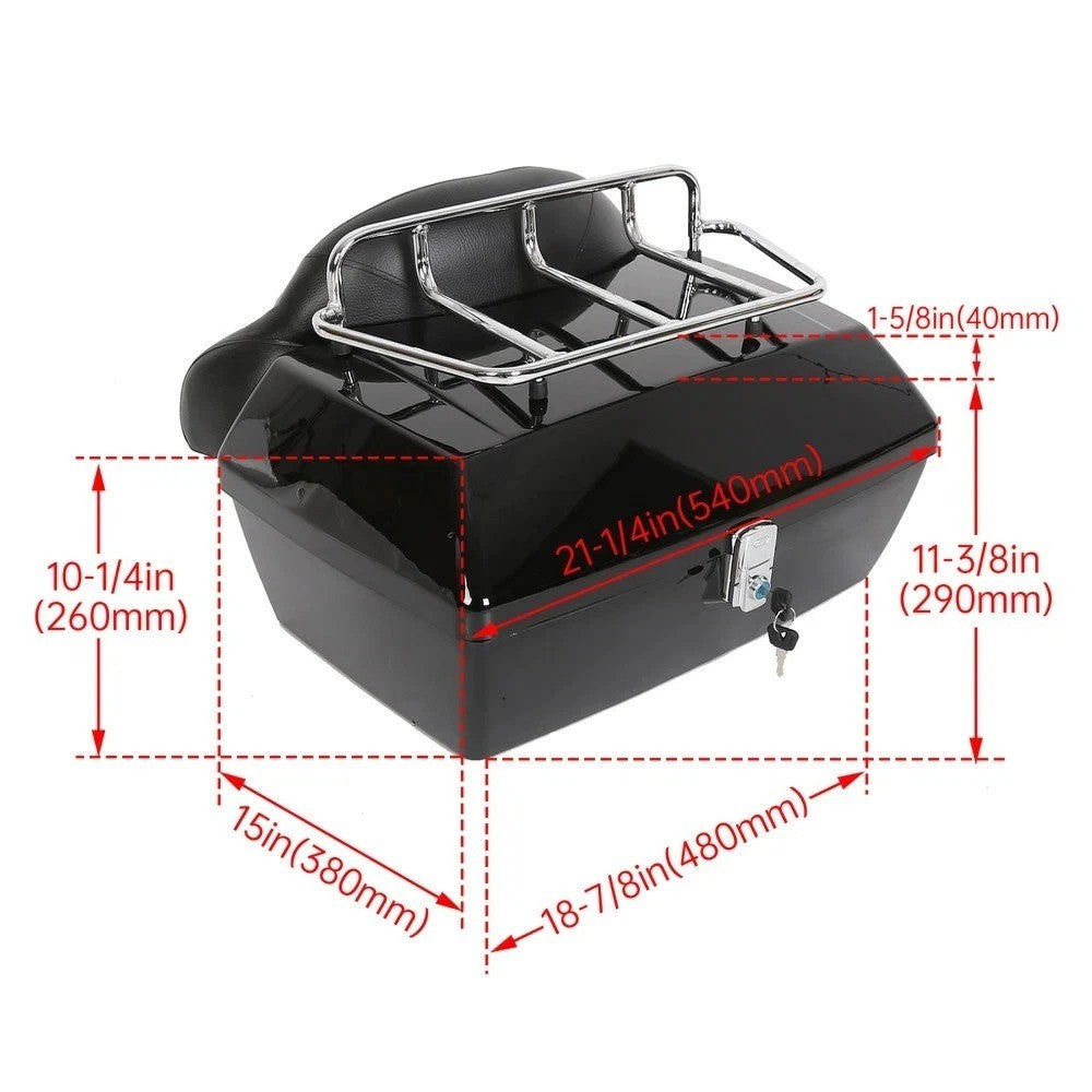 50L Luggage Trunk Tail Luggage Box for Harley Road Electra Glide Softail